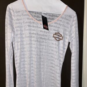 Womens Harley Davidson Semi Sheer Long Sleeve Shirt New York City Size Small S